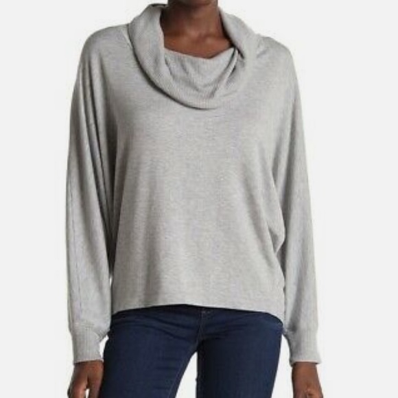Splendid Super Soft Sweatshirt Heather Grey Rib Size S Comfy Cowl Neck Lounge - Picture 4 of 5
